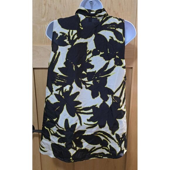 Ann Taylor Womens Silk Cold-Shoulder Blouse Size 18 Floral Print Black & Yellow - Picture 4 of 5